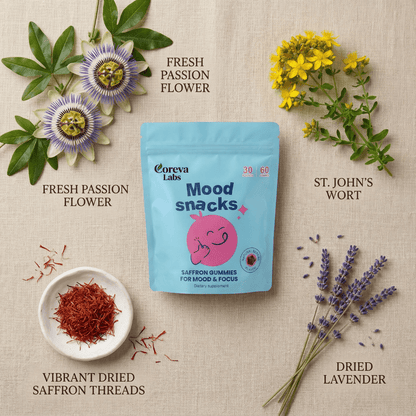 Coreva Mood Snacks - Saffron Gummies - Coreva Labs
