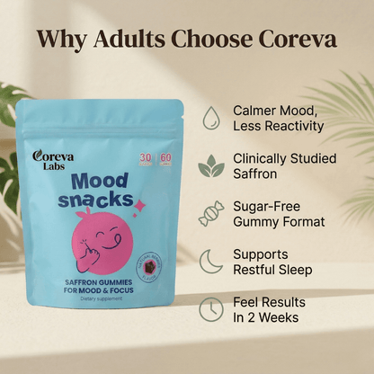 Coreva Mood Snacks - Saffron Gummies - Coreva Labs