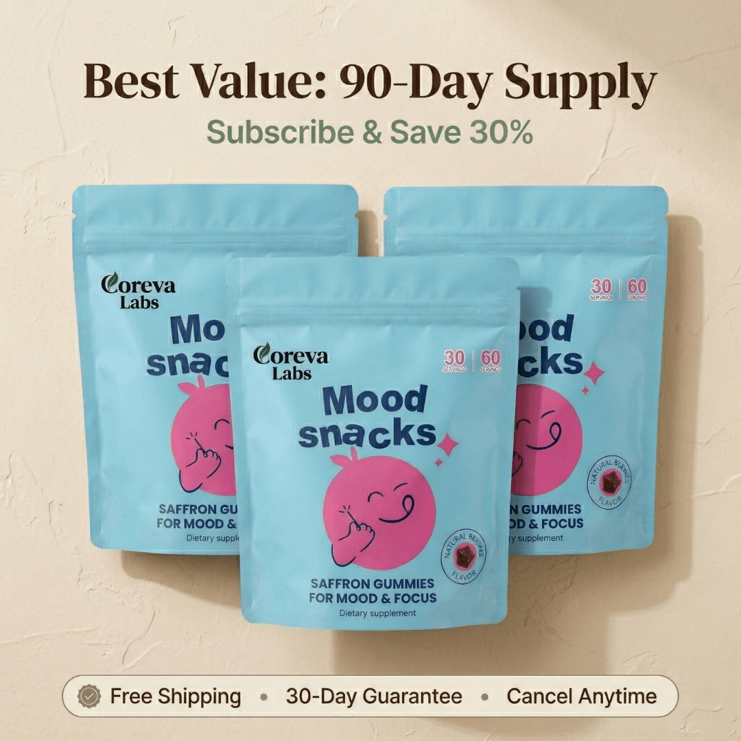 Coreva Mood Snacks - Saffron Gummies - Coreva Labs