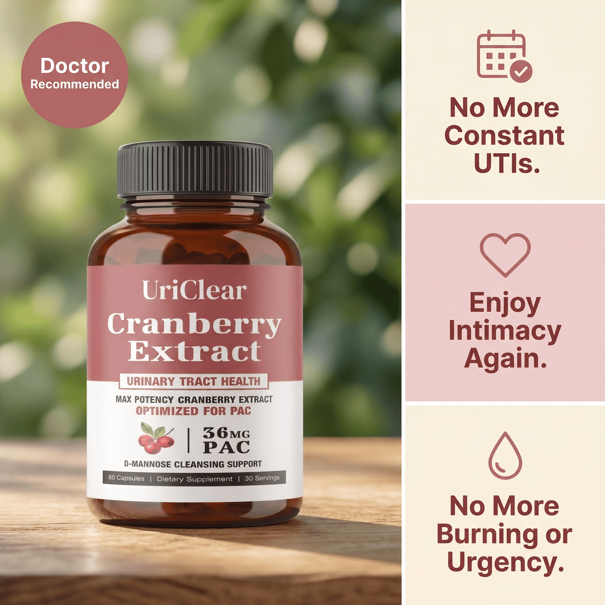 Uriclear™ - D-Mannose + 36mg Cranberry PAC - Coreva Labs USA